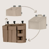Organizator multifunctional, Lionelo, Sidepocket L, 58x11x58 cm, 3 parti independente cu multiple buzunare, Universal, Constructie ranforsata, Bej