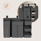 Organizator multifunctional, Lionelo, Sidepocket L, 58x11x58 cm, 3 parti independente cu multiple buzunare, Universal, Constructie ranforsata, Gri