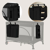 Organizator multifunctional, Lionelo, Sidepocket L, 58x11x58 cm, 3 parti independente cu multiple buzunare, Universal, Constructie ranforsata, Negru