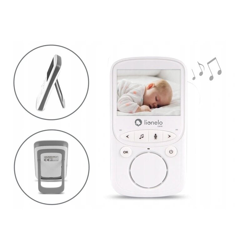 Video monitor, Lionelo, Babyline 5.1, Wireless, Cu 8 cantece de leagan, Cu doua camere independente, Mod nocturn, Utilizare 24 h fara incarcare, Alb