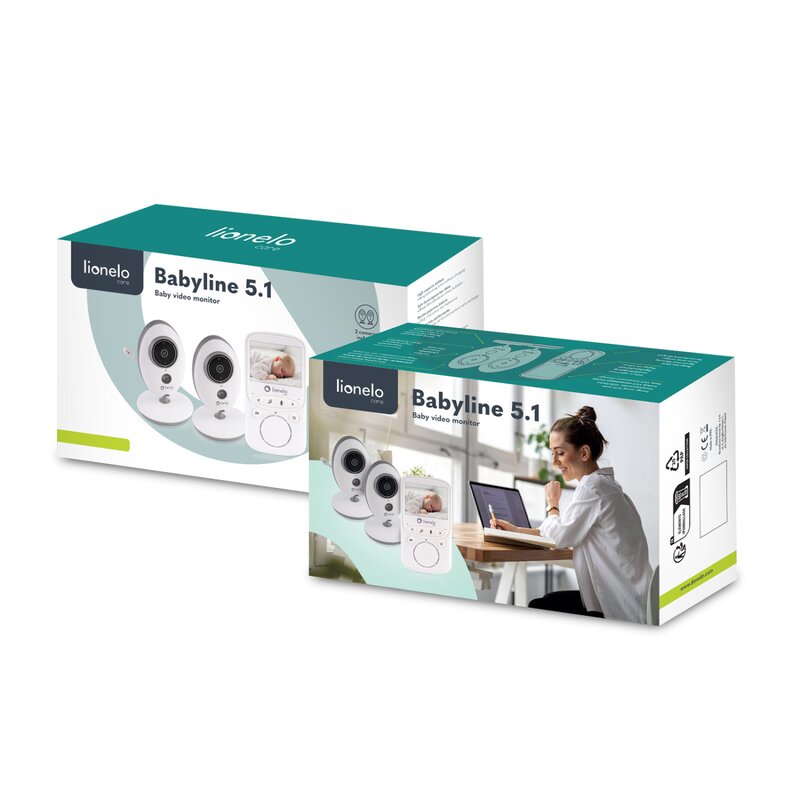 Video monitor, Lionelo, Babyline 5.1, Wireless, Cu 8 cantece de leagan, Cu doua camere independente, Mod nocturn, Utilizare 24 h fara incarcare, Alb - gogobaby.ro