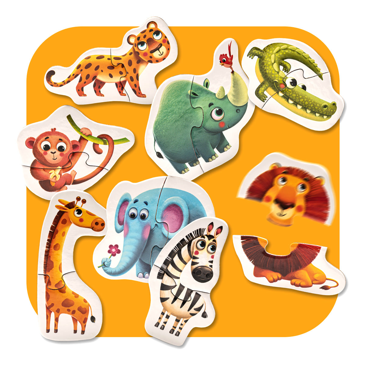 Puzzle pentru copii, 2 Ani+, Puzzlika - Animalutele Africane