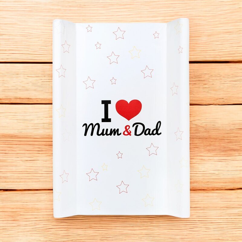 Saltea de infasat, New Baby, 50x70, Atasabila la patut, Fara substante nocive, 0 luni+, I love mum and dad