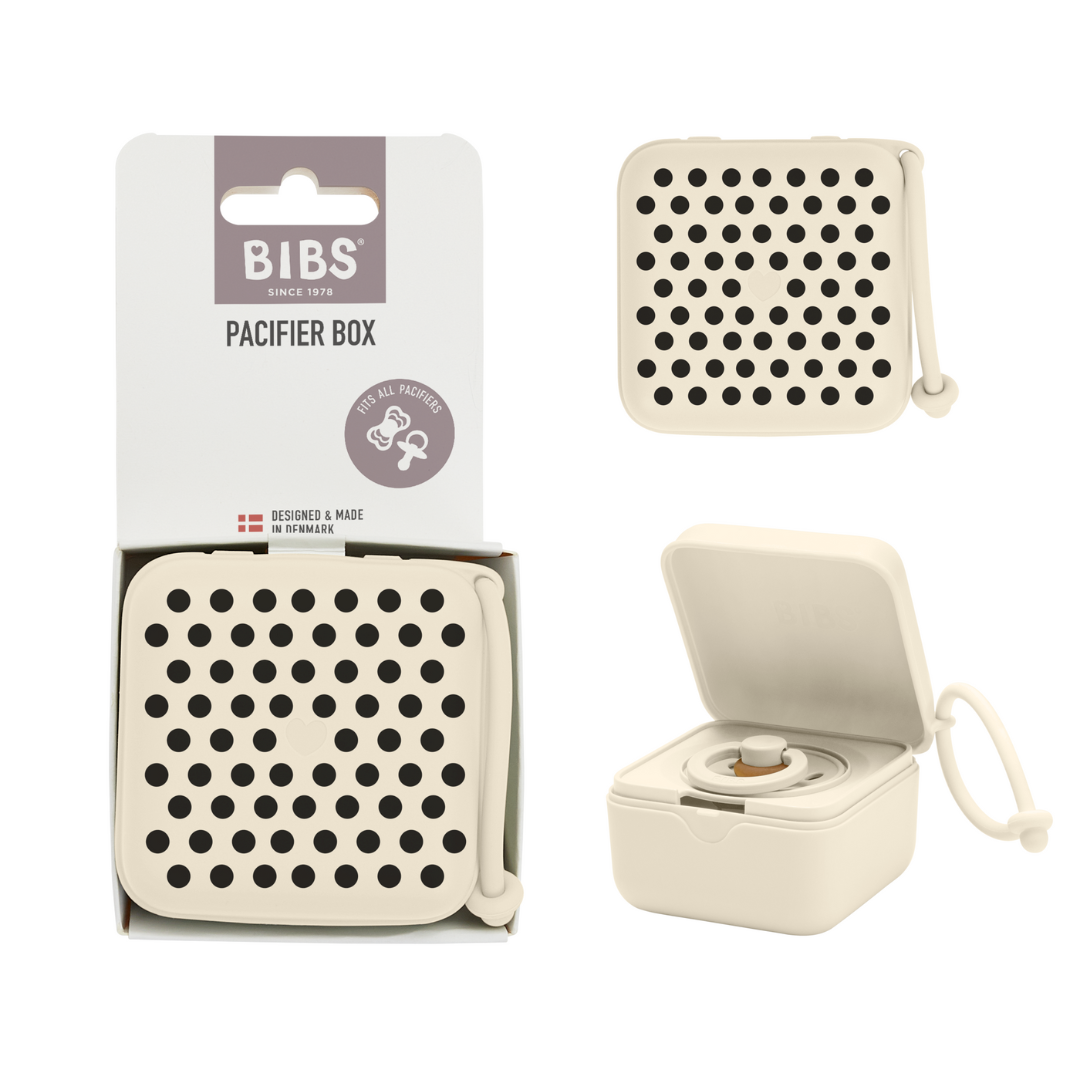BIBS - Cutie multifunctionala pentru depozitare suzete, Studio Collection Polka Dots, Ivory Black - gogobaby.ro