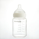 Biberon din sticla Anti-colici Mombella Classic, 180 ml, cu Tetină Silicon S - Flux Lent (0-3 Luni) - Ivory