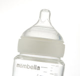 Biberon din sticla Anti-colici Mombella Classic, 180 ml, cu Tetină Silicon S - Flux Lent (0-3 Luni) - Ivory
