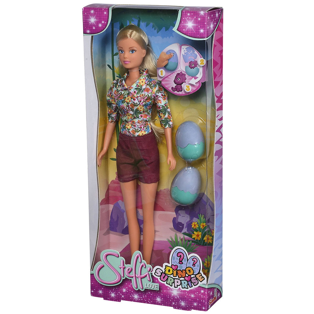 Papusa Simba Steffi Love Dino Surprise 29 cm cu 2 figurine - gogobaby.ro