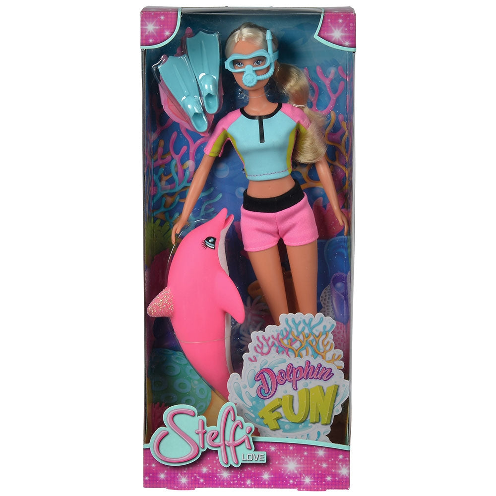 Papusa Simba Steffi Love Dolphin Fun 29 cm cu delfin si accesorii - gogobaby.ro