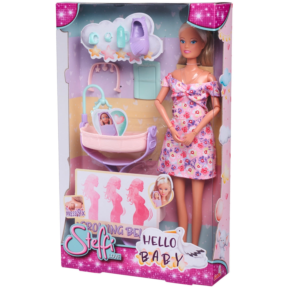 Papusa Simba Steffi Love Hello Baby 29 cm cu accesorii - gogobaby.ro