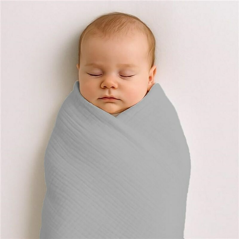 Paturica bebe, New Baby, 70x100 cm, Din muselina, 100% bumbac certificat Oeko Tex Standard 100, Grey
