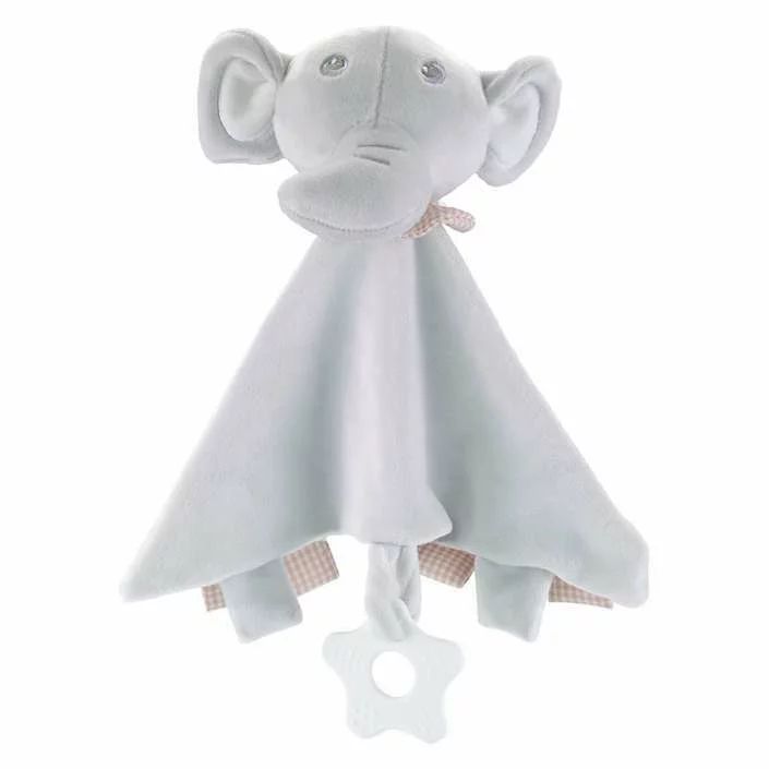 Paturica, Free2Play, Elephant, Moale, Cu zornaitoare, Cu jucarie dentitie, 33 x 33 x 8 cm, Grey