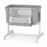 Patut co-sleeper 2 in 1, Feedo, Pliabil, Reglabil in 5 pozitii, Cu laterala detasabila, Cu roti, Greutate maxima suportata 9 kg, 0-5 luni, Gri