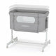 Patut co-sleeper 2 in 1, Feedo, Pliabil, Reglabil in 5 pozitii, Cu laterala detasabila, Cu roti, Greutate maxima suportata 9 kg, 0-5 luni, Gri