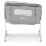 Patut co-sleeper 2 in 1, Feedo, Pliabil, Reglabil in 5 pozitii, Cu laterala detasabila, Cu roti, Greutate maxima suportata 9 kg, 0-5 luni, Gri