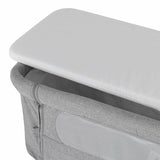 Patut co-sleeper 2 in 1, Feedo, Pliabil, Reglabil in 5 pozitii, Cu laterala detasabila, Cu roti, Greutate maxima suportata 9 kg, 0-5 luni, Gri