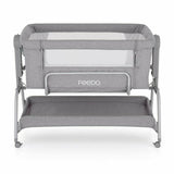 Patut co-sleeper, Feedo, Cu sistem de leganare, Inaltime adjustabila pana la 57-69 cm, sustine pana la 9 kg, 0 luni+ Gri