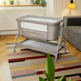 Patut co-sleeper, Feedo, Cu sistem de leganare, Inaltime adjustabila pana la 57-69 cm, sustine pana la 9 kg, 0 luni+ Gri