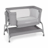 Patut co-sleeper, Feedo, Cu sistem de leganare, Inaltime adjustabila pana la 57-69 cm, sustine pana la 9 kg, 0 luni+ Gri