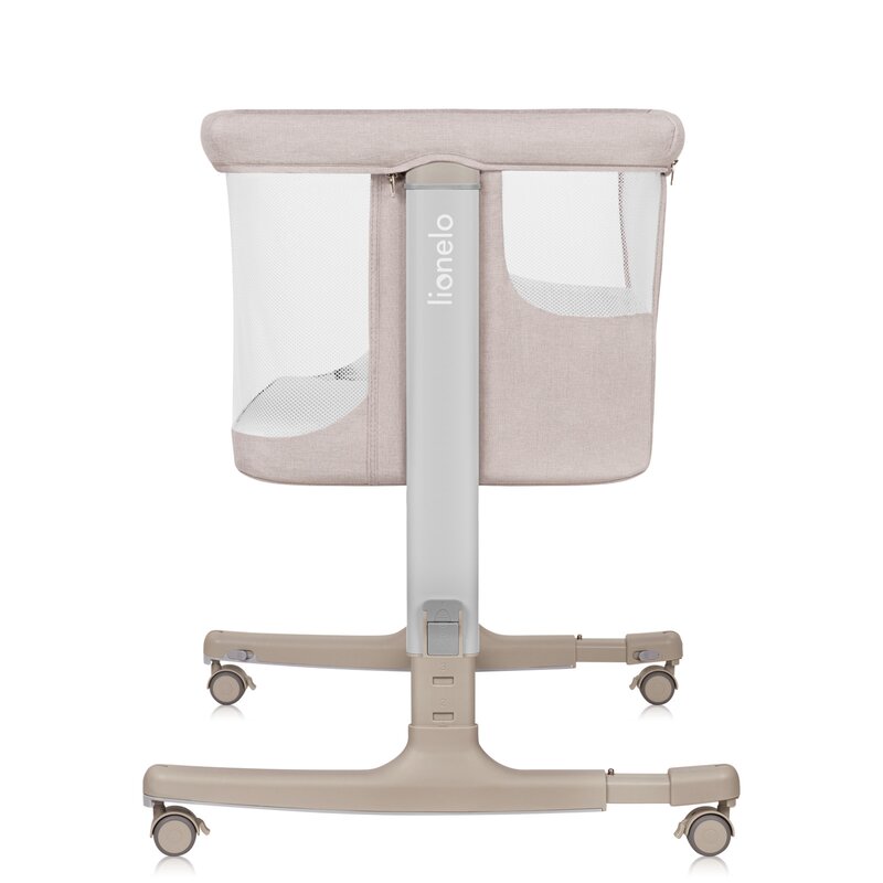 Patut co-sleeper, Lionelo, Aurora, 3 in 1, Cu leganare si setare unghiulara, Cu saltea, 0 luni+, Certificari EN 1130:2019+AC:2020, EN 16890:2, Bej