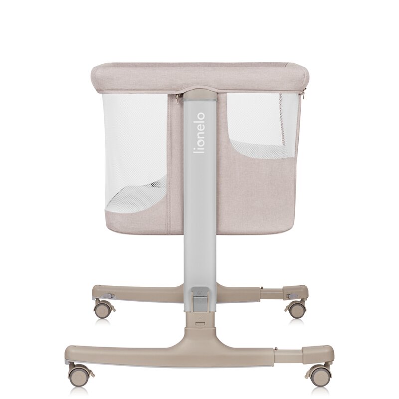 Patut co-sleeper, Lionelo, Aurora, 3 in 1, Cu leganare si setare unghiulara, Cu saltea, 0 luni+, Certificari EN 1130:2019+AC:2020, EN 16890:2, Bej