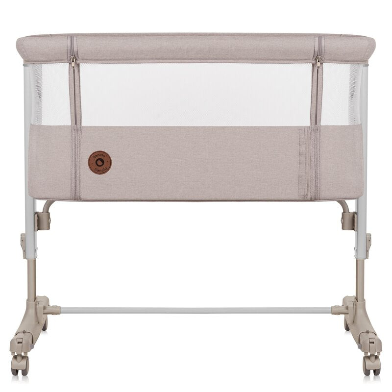 Patut co-sleeper, Lionelo, Aurora, 3 in 1, Cu leganare si setare unghiulara, Cu saltea, 0 luni+, Certificari EN 1130:2019+AC:2020, EN 16890:2, Bej