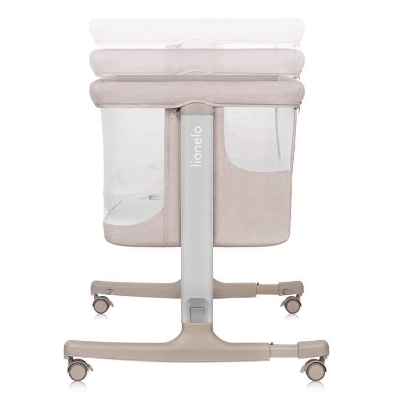 Patut co-sleeper, Lionelo, Aurora, 3 in 1, Cu leganare si setare unghiulara, Cu saltea, 0 luni+, Certificari EN 1130:2019+AC:2020, EN 16890:2, Bej