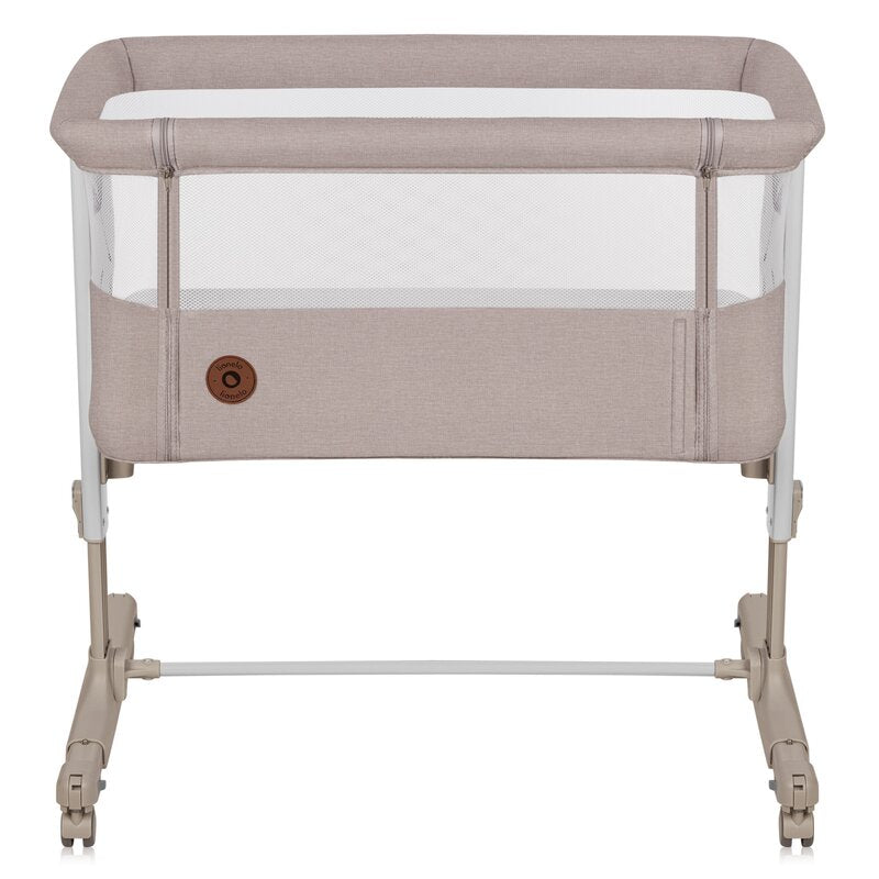 Patut co-sleeper, Lionelo, Aurora, 3 in 1, Cu leganare si setare unghiulara, Cu saltea, 0 luni+, Certificari EN 1130:2019+AC:2020, EN 16890:2, Bej