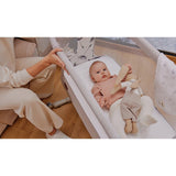 Patut co-sleeper, Lionelo, Aurora, 3 in 1, Cu leganare si setare unghiulara, Cu saltea, 0 luni+, Certificari EN 1130:2019+AC:2020, EN 16890:2, Bej