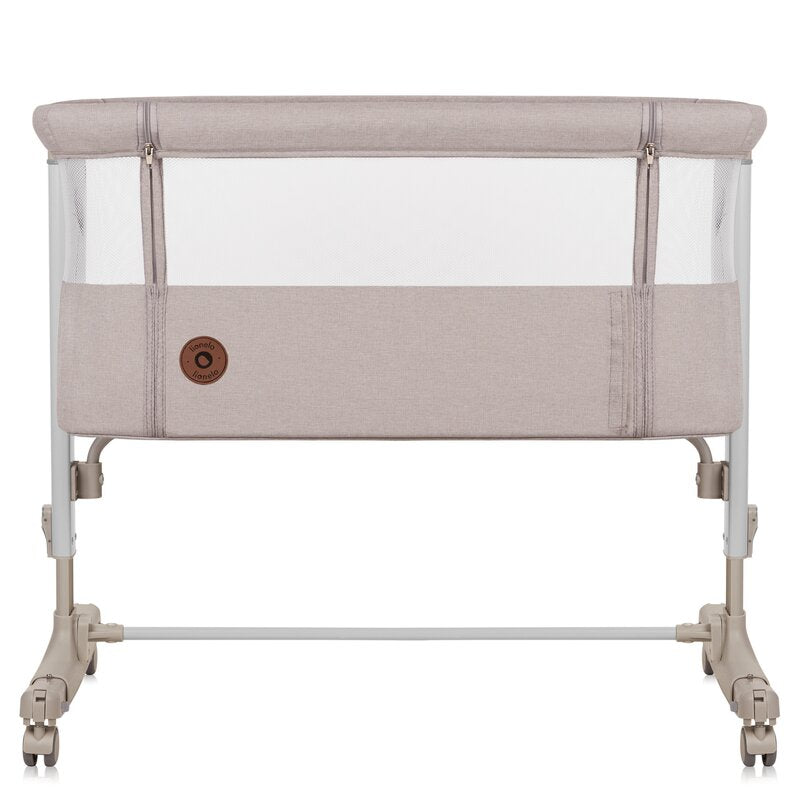 Patut co-sleeper, Lionelo, Aurora, 3 in 1, Cu leganare si setare unghiulara, Cu saltea, 0 luni+, Certificari EN 1130:2019+AC:2020, EN 16890:2, Bej
