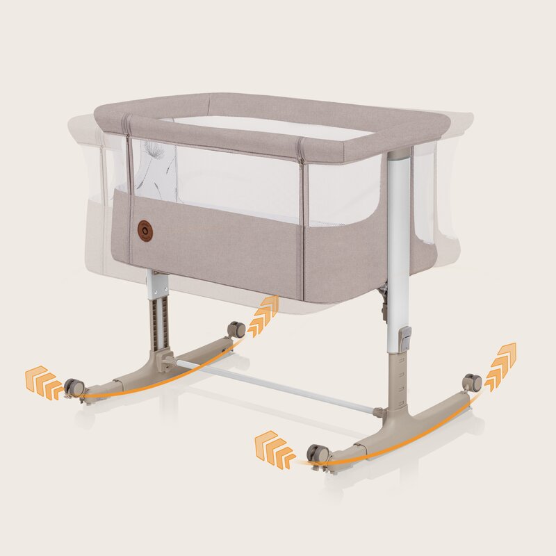 Patut co-sleeper, Lionelo, Aurora, 3 in 1, Cu leganare si setare unghiulara, Cu saltea, 0 luni+, Certificari EN 1130:2019+AC:2020, EN 16890:2, Bej