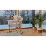 Patut co-sleeper, Lionelo, Aurora, 3 in 1, Cu leganare si setare unghiulara, Cu saltea, 0 luni+, Certificari EN 1130:2019+AC:2020, EN 16890:2, Bej
