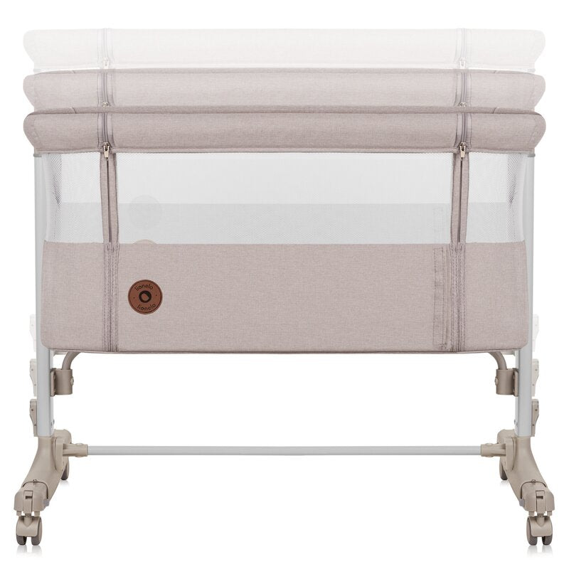 Patut co-sleeper, Lionelo, Aurora, 3 in 1, Cu leganare si setare unghiulara, Cu saltea, 0 luni+, Certificari EN 1130:2019+AC:2020, EN 16890:2, Bej
