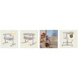 Patut co-sleeper, Lionelo, Aurora, 3 in 1, Cu leganare si setare unghiulara, Cu saltea, 0 luni+, Certificari EN 1130:2019+AC:2020, EN 16890:2, Bej