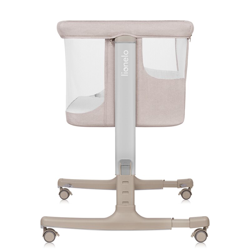 Patut co-sleeper, Lionelo, Aurora, 3 in 1, Cu leganare si setare unghiulara, Cu saltea, 0 luni+, Certificari EN 1130:2019+AC:2020, EN 16890:2, Bej