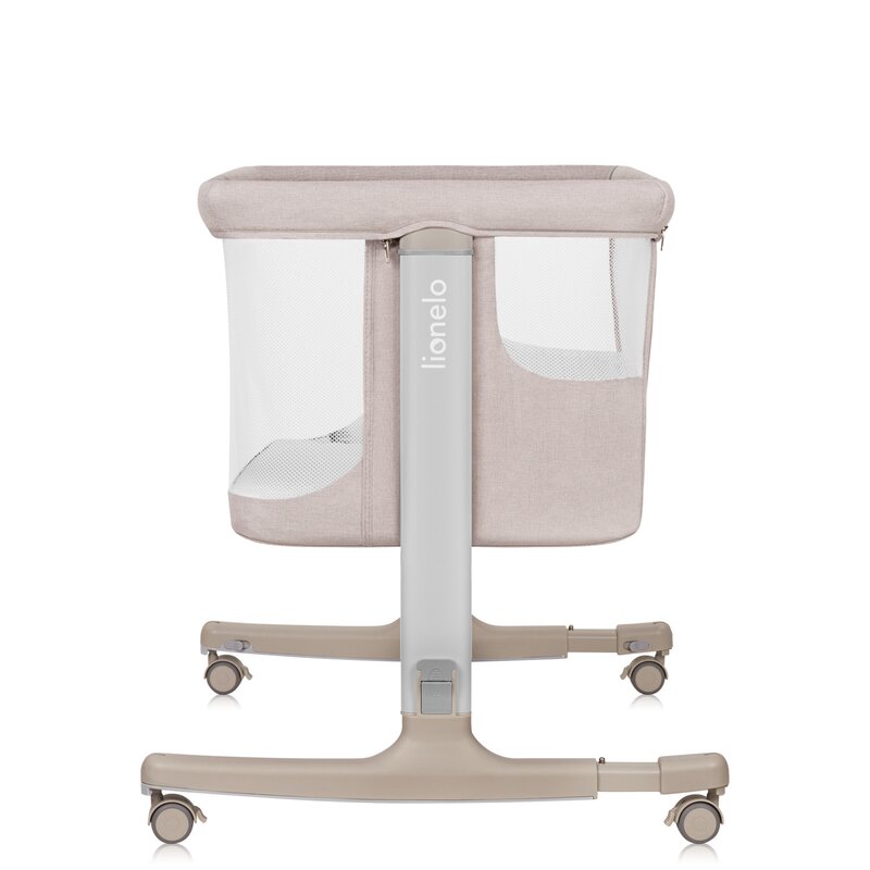 Patut co-sleeper, Lionelo, Aurora, 3 in 1, Cu leganare si setare unghiulara, Cu saltea, 0 luni+, Certificari EN 1130:2019+AC:2020, EN 16890:2, Bej