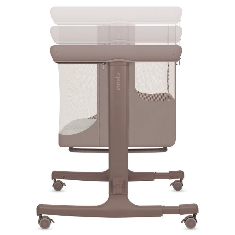 Patut co-sleeper, Lionelo, Aurora, 3 in 1, Cu leganare si setare unghiulara, Saltea cu densitate T25 si geanta transport, Reglabil in 5 pozitii pe inaltime, Pana la 9 kg, 0 luni+, 85x60x66 cm, EN 1130:2019+AC:2020, EN 16890:2, Bej Taupe