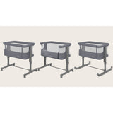 Patut co-sleeper, Lionelo, Aurora, 3 in 1, Cu leganare si setare unghiulara, Saltea cu densitate T25 si geanta transport, Reglabil in 5 pozitii pe inaltime, Pana la 9 kg, 0 luni+, 85x60x66 cm, EN 1130:2019+AC:2020, EN 16890:2, Granit