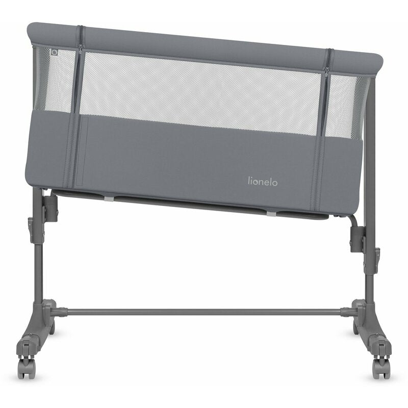 Patut co-sleeper, Lionelo, Aurora, 3 in 1, Cu leganare si setare unghiulara, Saltea cu densitate T25 si geanta transport, Reglabil in 5 pozitii pe inaltime, Pana la 9 kg, 0 luni+, 85x60x66 cm, EN 1130:2019+AC:2020, EN 16890:2, Granit