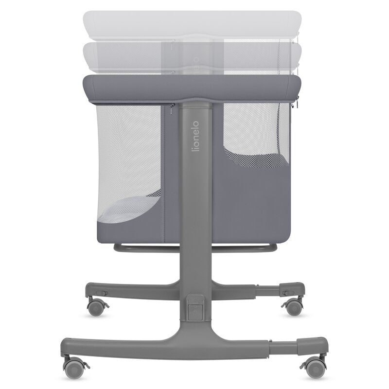 Patut co-sleeper, Lionelo, Aurora, 3 in 1, Cu leganare si setare unghiulara, Saltea cu densitate T25 si geanta transport, Reglabil in 5 pozitii pe inaltime, Pana la 9 kg, 0 luni+, 85x60x66 cm, EN 1130:2019+AC:2020, EN 16890:2, Granit