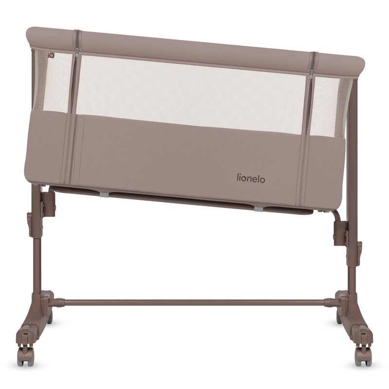 Patut co-sleeper, Lionelo, Aurora, 3 in 1, Cu leganare si setare unghiulara, Saltea cu densitate T25 si geanta transport, Reglabil in 5 pozitii pe inaltime, Pana la 9 kg, 0 luni+, 85x60x66 cm, EN 1130:2019+AC:2020, EN 16890:2, Bej Taupe