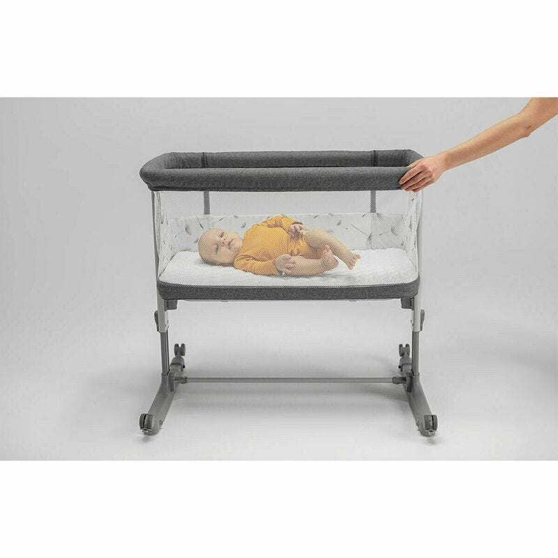 Patut co-sleeper, Lionelo, Aurora, 3 in 1, Cu leganare si setare unghiulara, Saltea cu densitate T25 si geanta transport, Reglabil in 5 pozitii pe inaltime, Pana la 9 kg, 0 luni+, 85x60x66 cm, EN 1130:2019+AC:2020, EN 16890:2, Granit