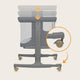 Patut co-sleeper, Lionelo, Aurora, 3 in 1, Cu leganare si setare unghiulara, Saltea cu densitate T25 si geanta transport, Reglabil in 5 pozitii pe inaltime, Pana la 9 kg, 0 luni+, 85x60x66 cm, EN 1130:2019+AC:2020, EN 16890:2, Granit