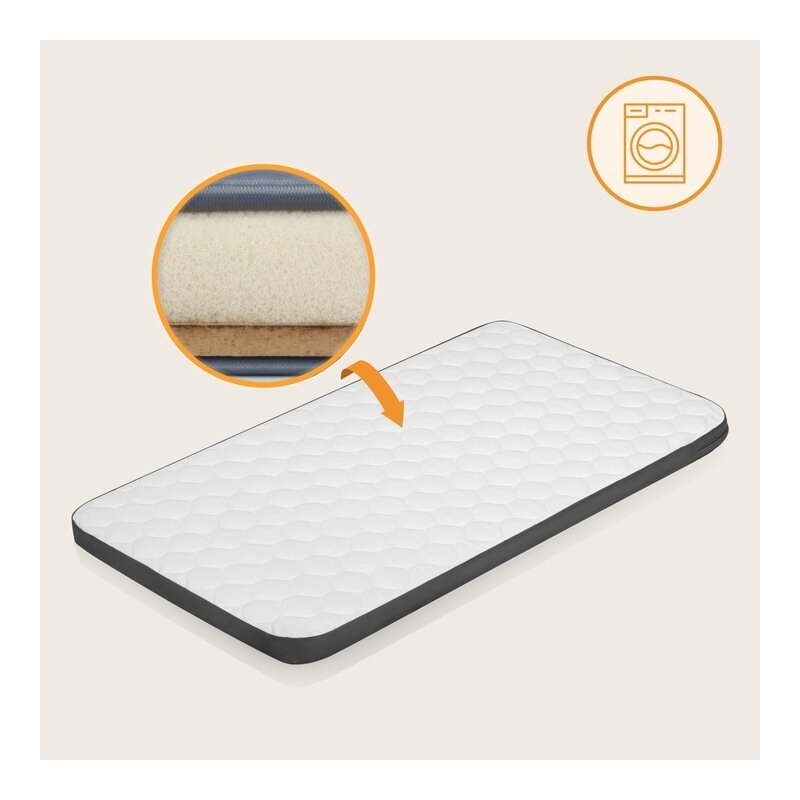 Patut co-sleeper, Lionelo, Aurora, 3 in 1, Cu leganare si setare unghiulara, Saltea cu densitate T25 si geanta transport, Reglabil in 5 pozitii pe inaltime, Pana la 9 kg, 0 luni+, 85x60x66 cm, EN 1130:2019+AC:2020, EN 16890:2, Granit