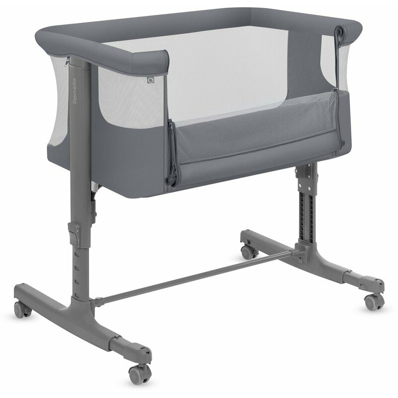 Patut co-sleeper, Lionelo, Aurora, 3 in 1, Cu leganare si setare unghiulara, Saltea cu densitate T25 si geanta transport, Reglabil in 5 pozitii pe inaltime, Pana la 9 kg, 0 luni+, 85x60x66 cm, EN 1130:2019+AC:2020, EN 16890:2, Granit