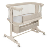 Patut co-sleeper, Lionelo, Jodie, Multifunctional, Reglabil in 6 pozitii pe inaltime, Saltea cu densitate T25, Functie de leganare, Cu plasa de tantari, Buzunar depozitare, Geanta transport, 84x48x70-80 cm, Bej
