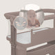 Patut co-sleeper, Lionelo, Jodie, Multifunctional, Reglabil in 6 pozitii pe inaltime, Saltea cu densitate T25, Functie de leganare, Cu plasa de tantari, Buzunar depozitare, Geanta transport, 84x48x70-80 cm, Taupe