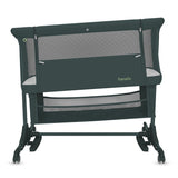 Patut co-sleeper, Lionelo, Jodie, Multifunctional, Reglabil in 6 pozitii pe inaltime, Saltea cu densitate T25, Functie de leganare, Cu plasa de tantari, Buzunar depozitare, Geanta transport, 84x48x70-80 cm, Verde inchis
