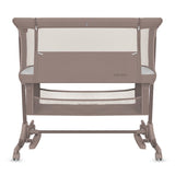Patut co-sleeper, Lionelo, Jodie, Multifunctional, Reglabil in 6 pozitii pe inaltime, Saltea cu densitate T25, Functie de leganare, Cu plasa de tantari, Buzunar depozitare, Geanta transport, 84x48x70-80 cm, Taupe