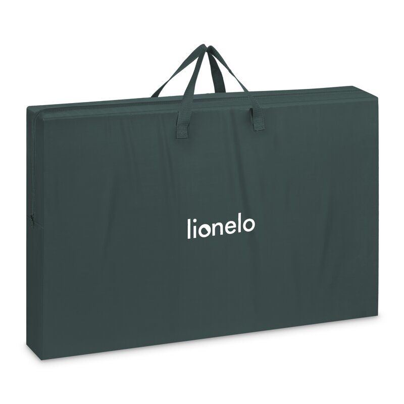 Patut co-sleeper, Lionelo, Jodie, Multifunctional, Reglabil in 6 pozitii pe inaltime, Saltea cu densitate T25, Functie de leganare, Cu plasa de tantari, Buzunar depozitare, Geanta transport, 84x48x70-80 cm, Verde inchis