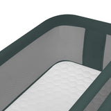 Patut co-sleeper, Lionelo, Jodie, Multifunctional, Reglabil in 6 pozitii pe inaltime, Saltea cu densitate T25, Functie de leganare, Cu plasa de tantari, Buzunar depozitare, Geanta transport, 84x48x70-80 cm, Verde inchis